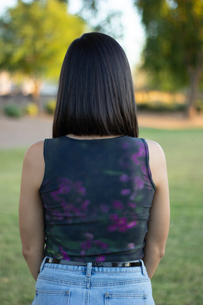 Purple Flower Crop Top